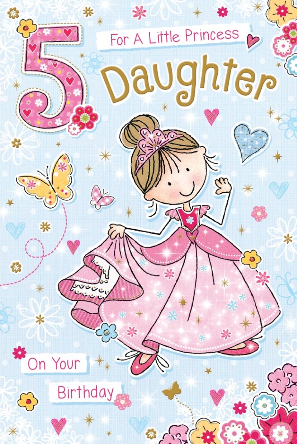 Daughter 5th Birthday Card - A Little Princess