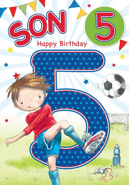 Son 5th Birthday Card - The Kick