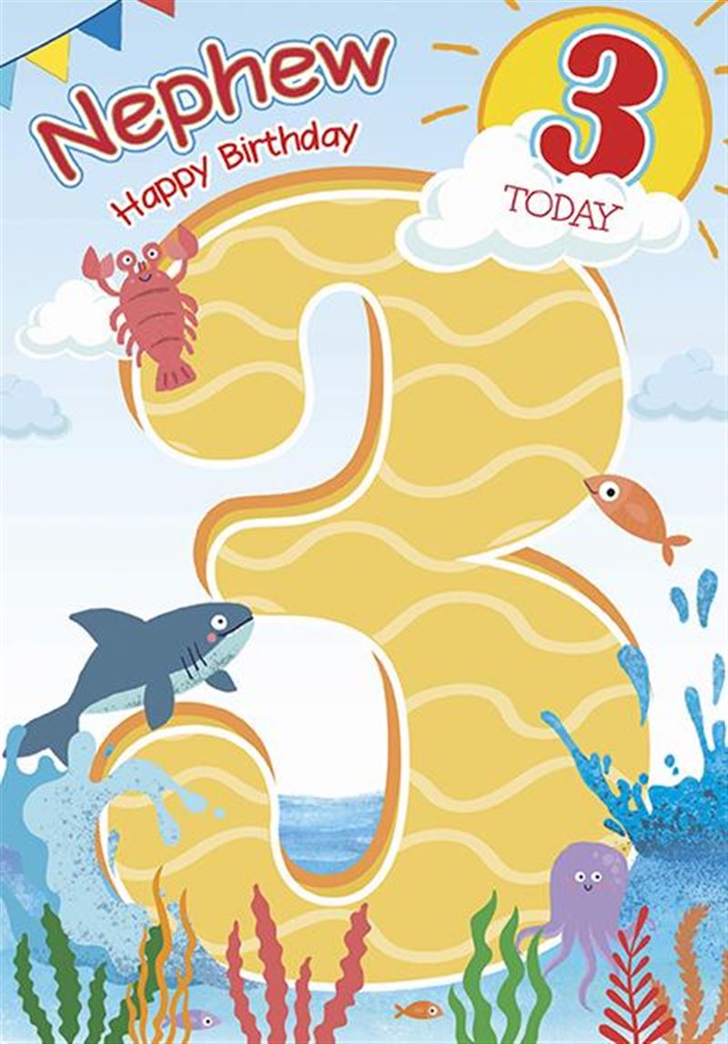 Nephew 3rd Birthday Card - Marine Life