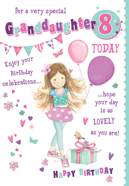 Granddaughter 8th Birthday Card - Birthday Girl