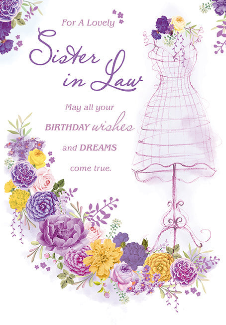 Sister-in-Law Birthday Card - A Torso Mannequin And Flowers