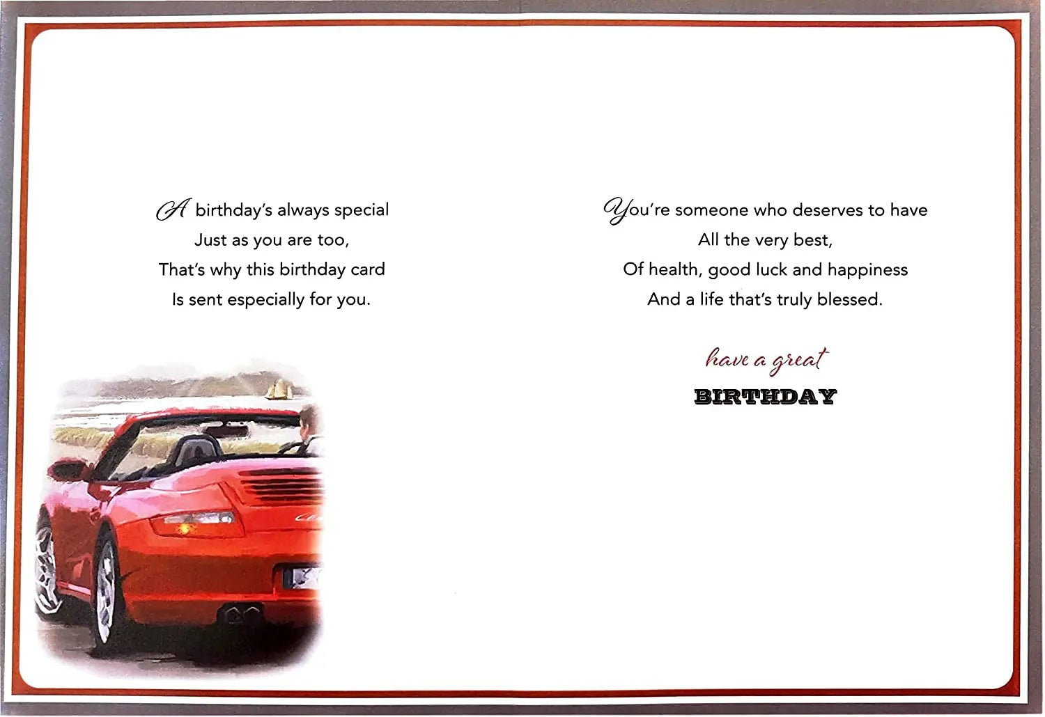 Brother In Law Birthday Card - Sporty Red Porsche