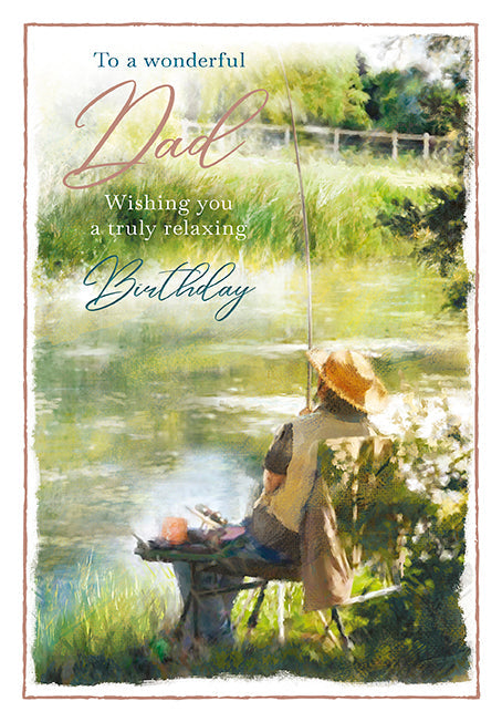 Dad Birthday Card - Fishing By The Lake