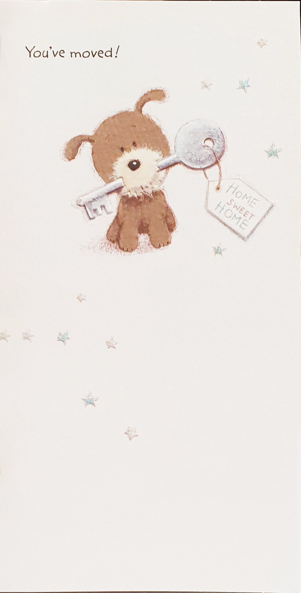 New Home Card - Happy Woof With A Silver Key