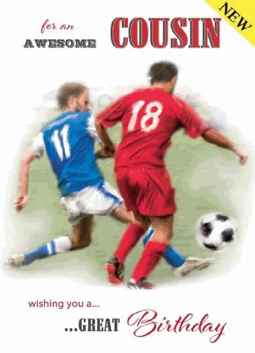 Cousin Birthday Card - Football and Tackling