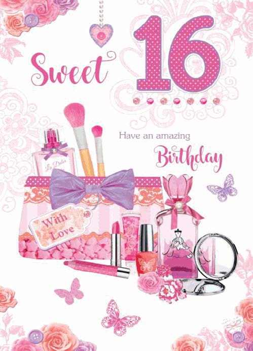 16th Birthday Card - Vibrant Colours The Make Up Queen