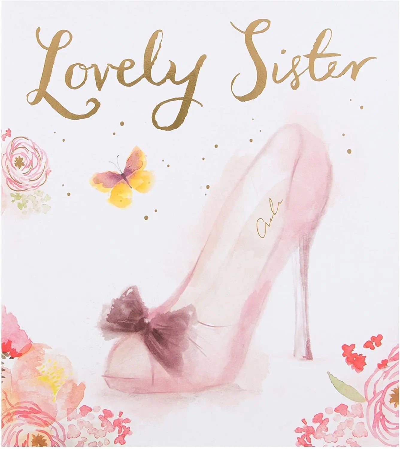 Sister Birthday Card - Elegant Pink Stilleto