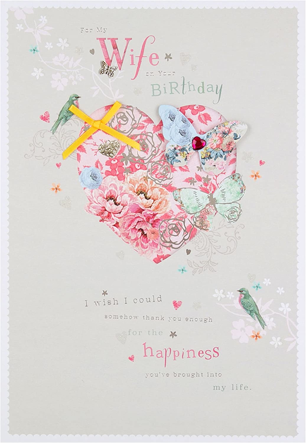 Wife Birthday Card - Fluttering Love