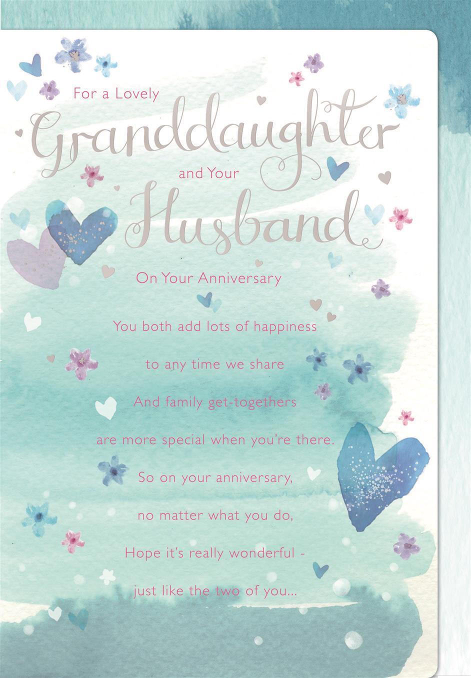 Granddaughter & Husband Anniversary Card - Celebrating Your Love with a Splash of Colors and Heartfelt Wishes