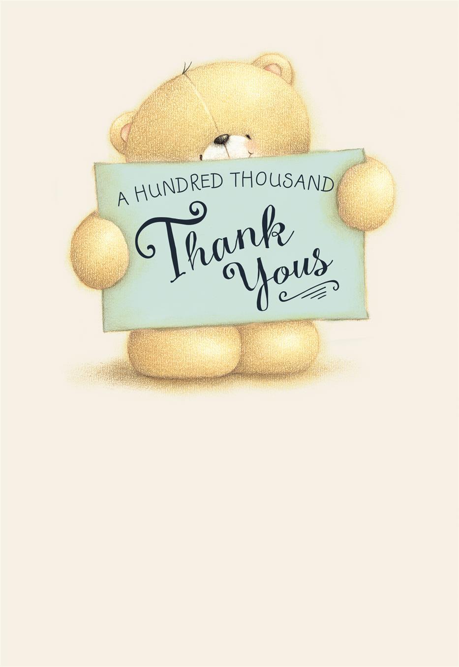 Thank You Card - Forever Friends Bear With A Placard