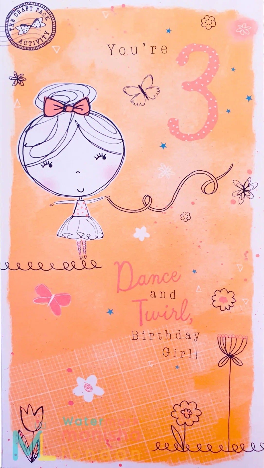3rd Birthday Card - Balerina - Activity Card