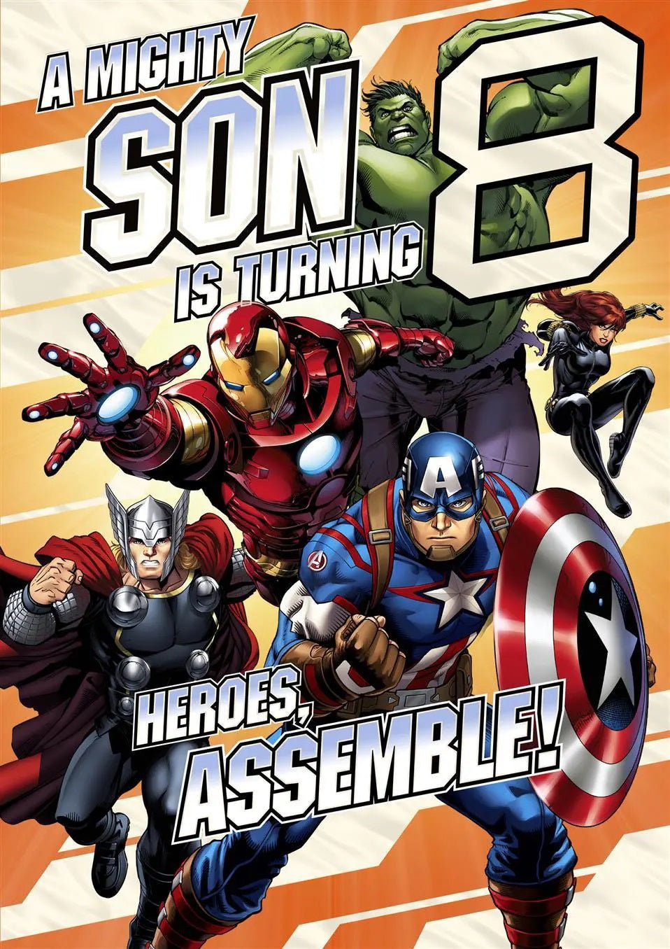Pop Out Son 8th Birthday Card - Avengers In Action