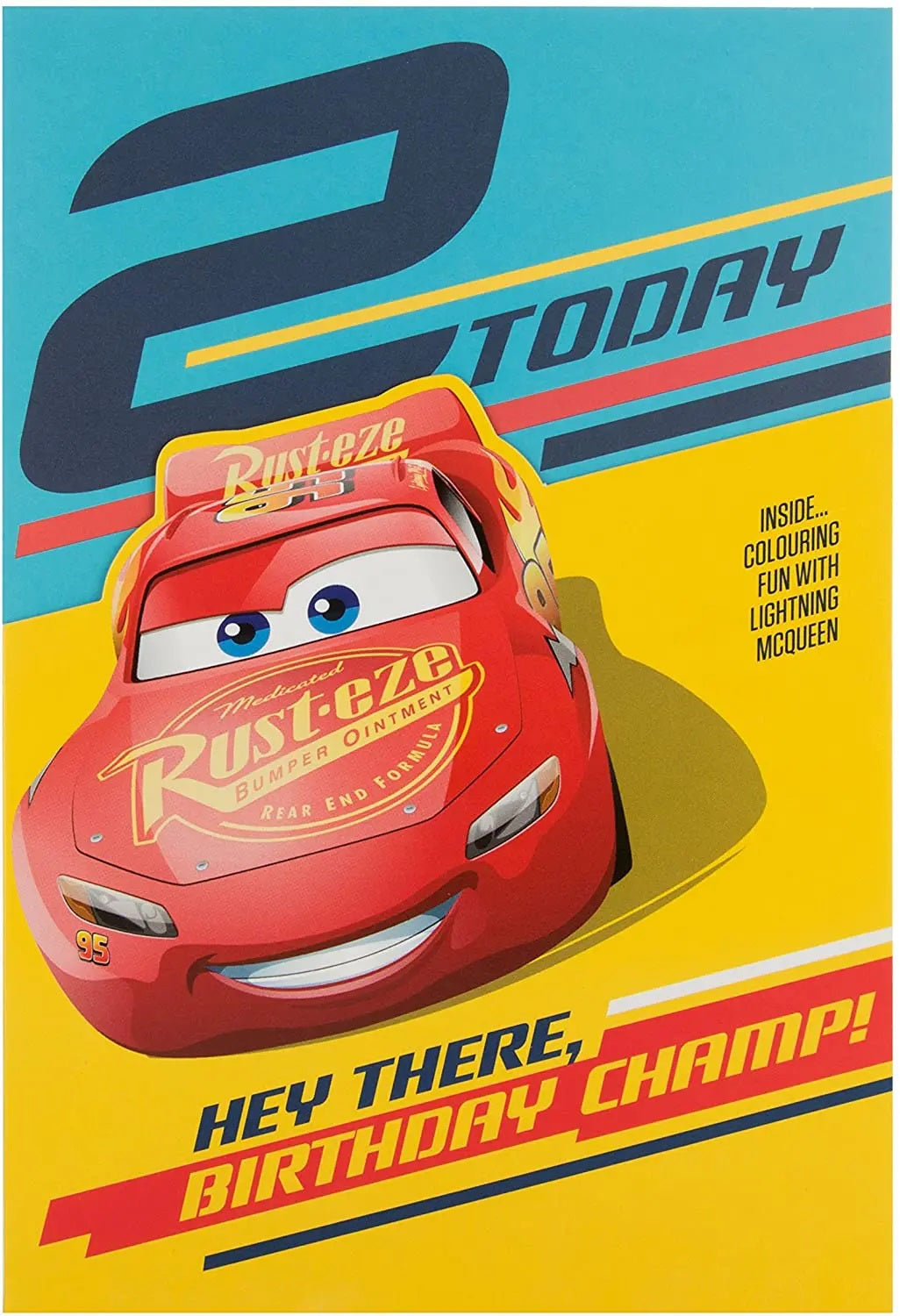 2nd Birthday Card - Colouring Card With Lightening McQueen 
