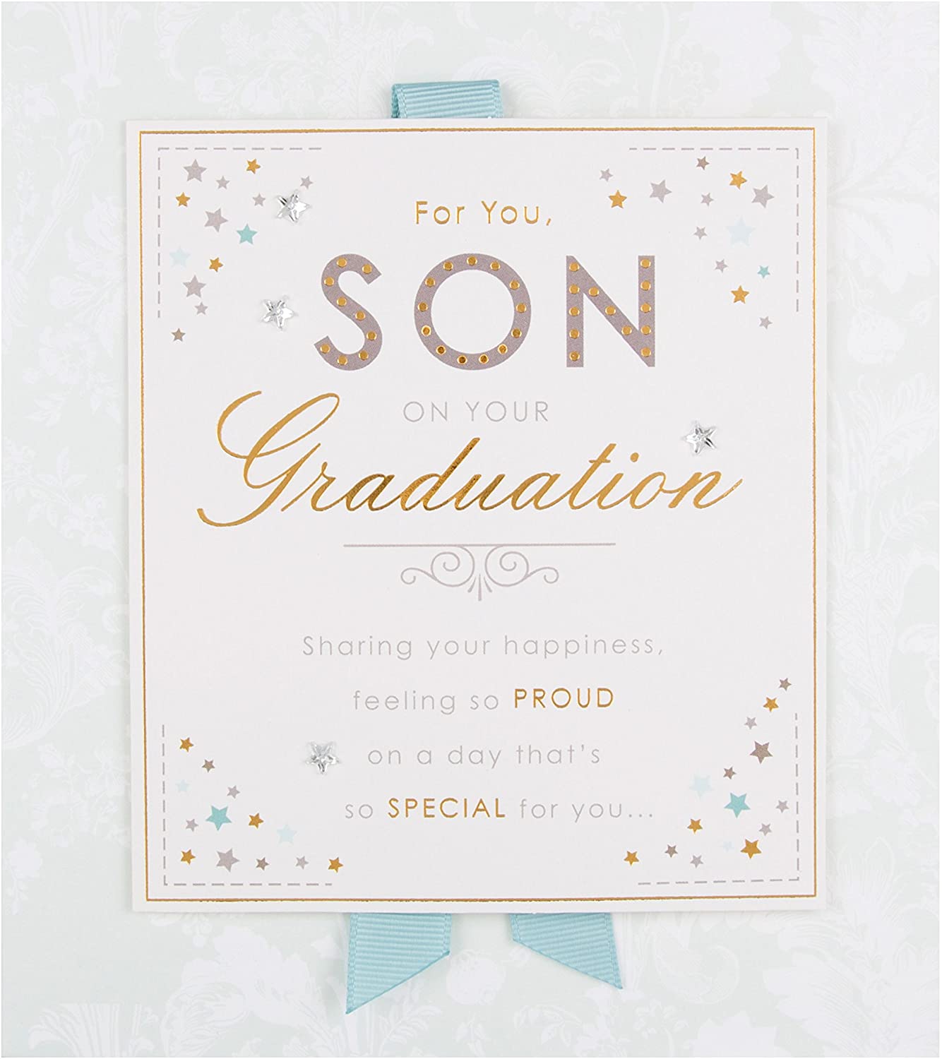 Hand-Finished Son Graduation Card - Elegant Rosette With A Special Message