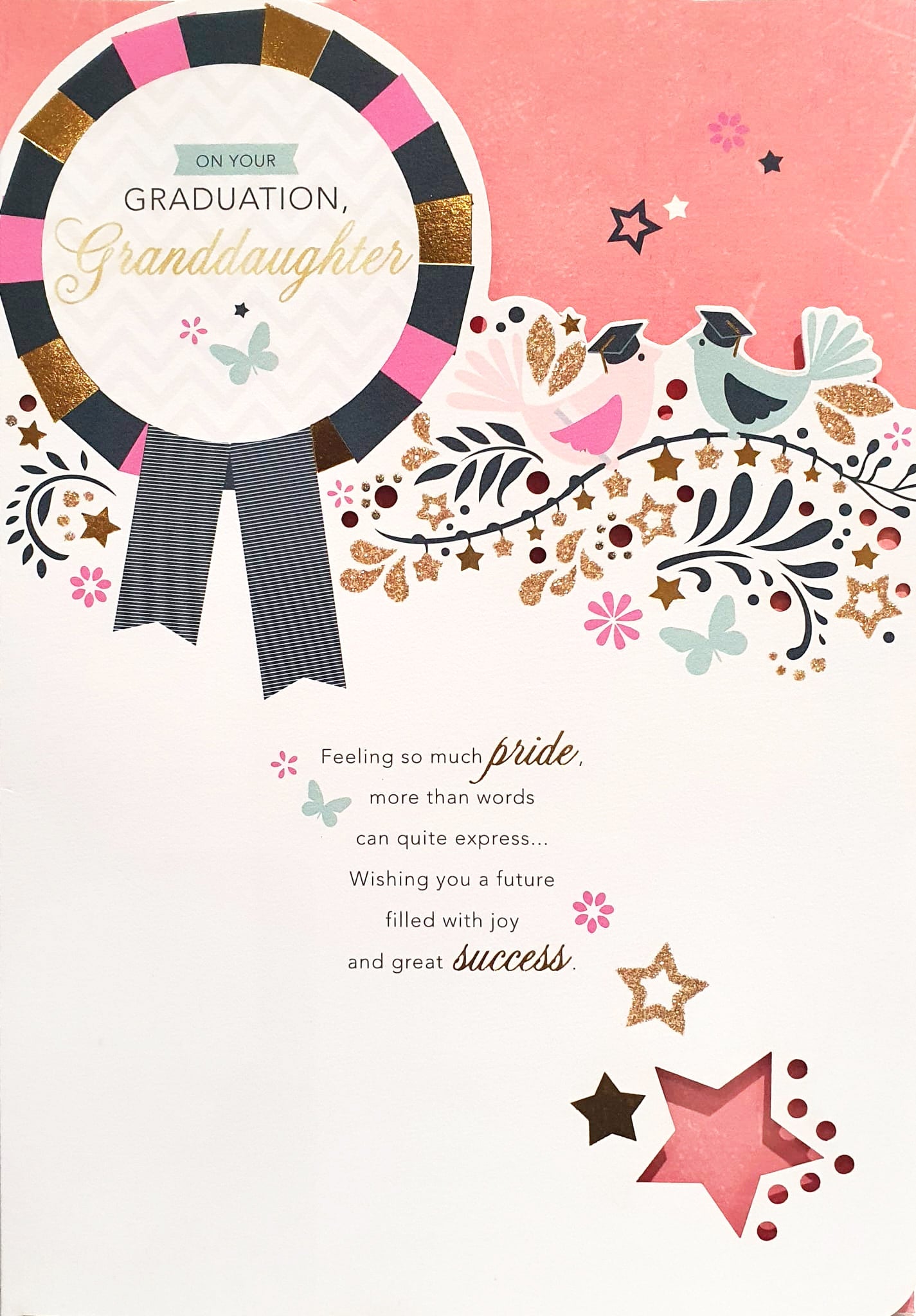 Granddaughter Graduation Card - A Proud Rosette Of Success