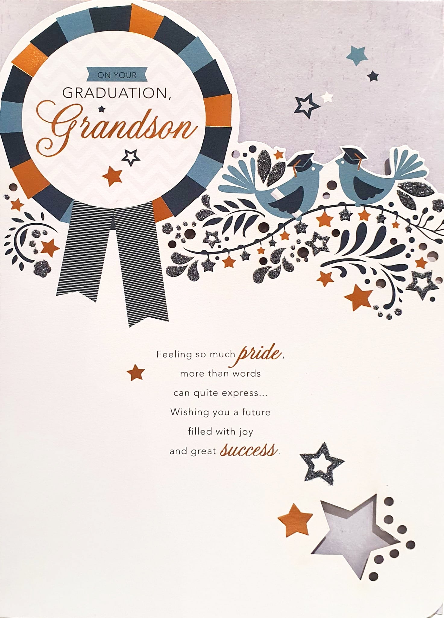 Grandson Graduation Card - A Proud Rosette Of Success