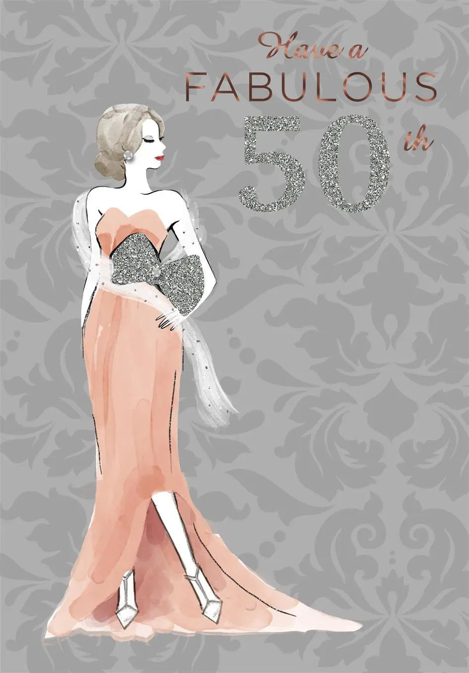 Hand-Finished 50th Birthday Card - Flamboyant Lady