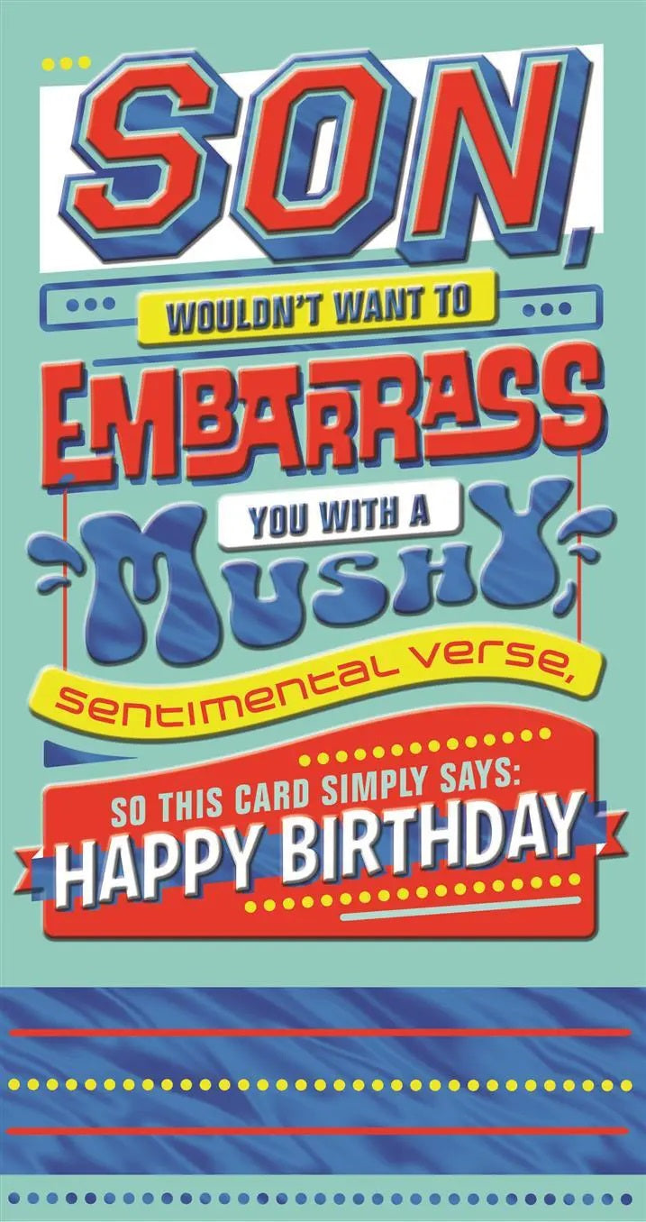 Son Birthday Card -  Word Art Humour