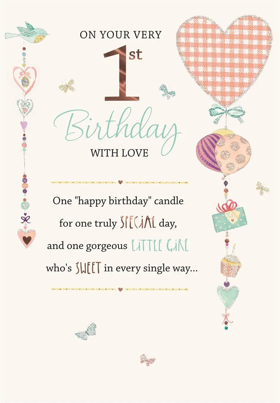 1st Birthday Card - Special Day Balloon Tassles