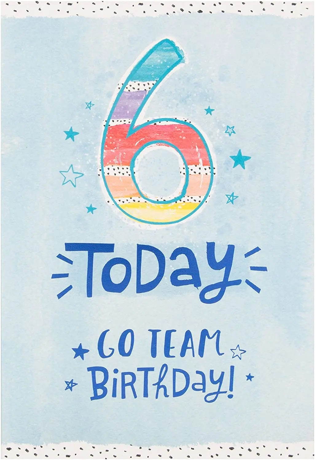 6th Birthday Card - Go Team - Word Art