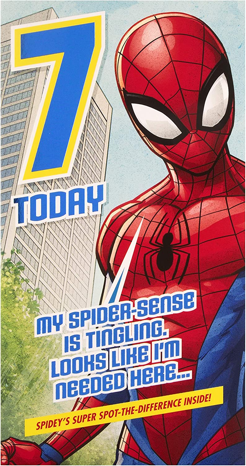 7th Birthday Card - Spiderman 'Spot The Difference' - Activity Inside