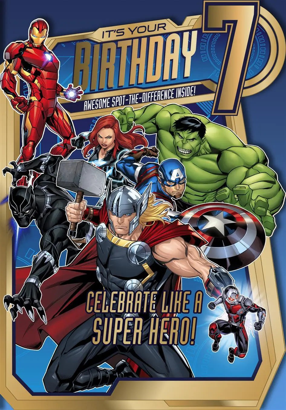 7th Birthday Card - Avengers in Action 