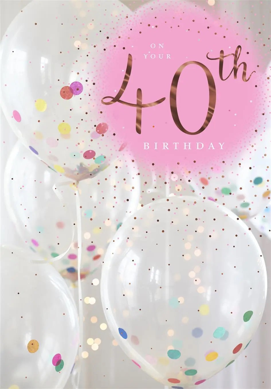 40th Birthday Card - Confetti Balloons 