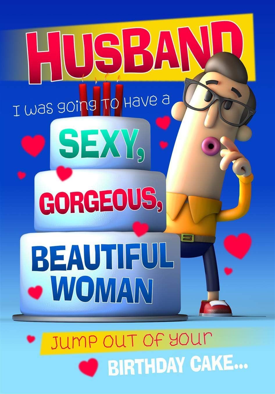 3D Humorous Husband Birthday Card - Showcasing a Birthday Cake by Hallmark