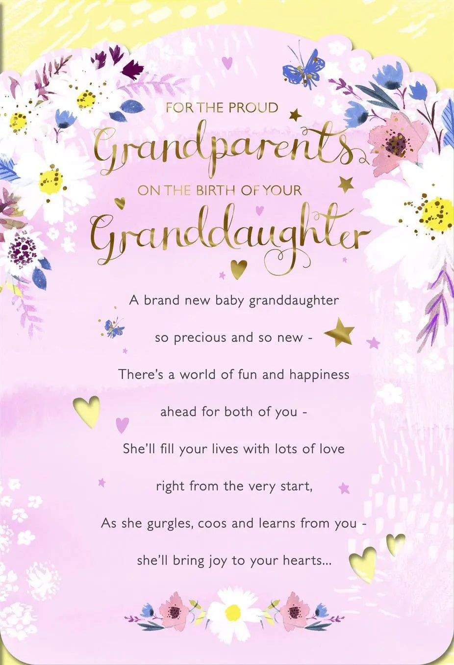 Birth of Your Granddaughter Card- Precious Blooms and Delightful Blessings