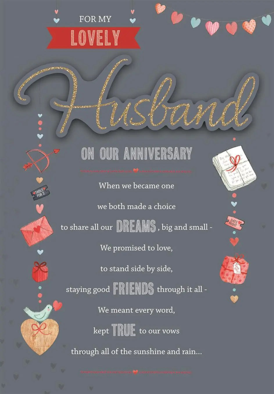 Husband Anniversary Card - Heartstrings of Love