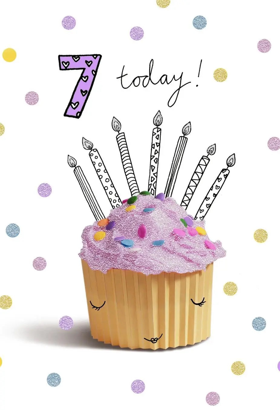 7th Birthday Card - A Pretty Cup Cake 