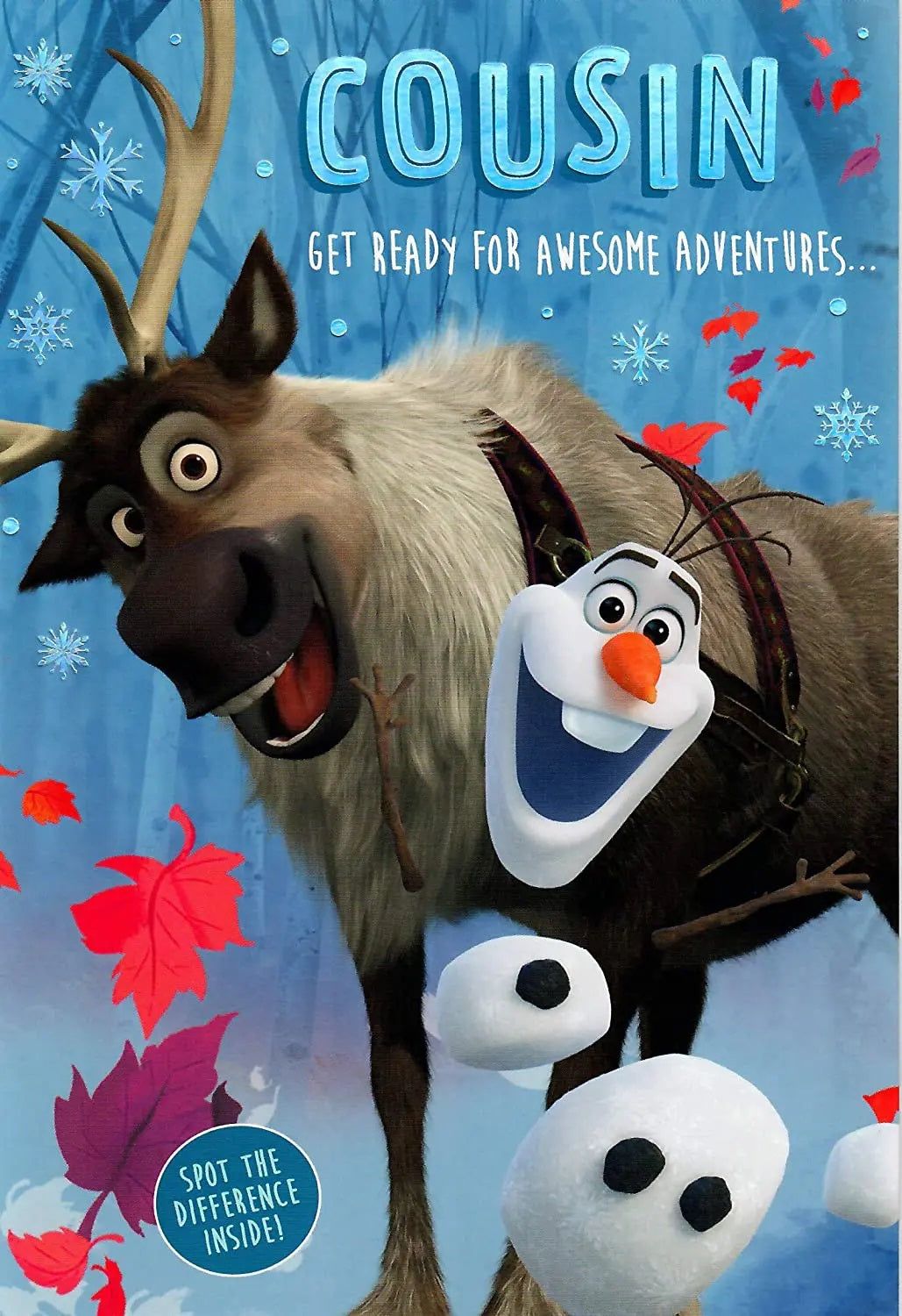 Cousin Birthday Card - Adventures With Sven And Olaf - Fun Activity Inside
