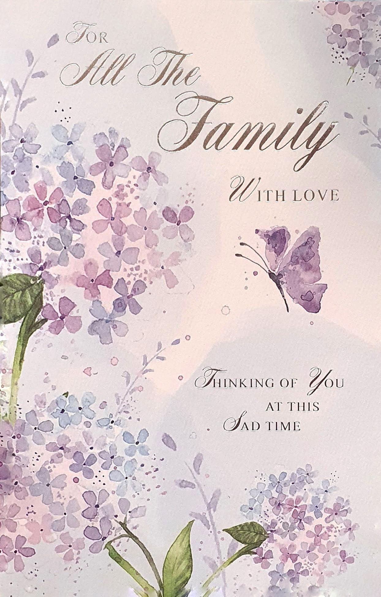 Sympathy Card - For All The Family Water Colour Flowers