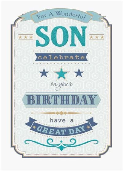 Son Birthday Card - A Word Art Message to "Reminisce"