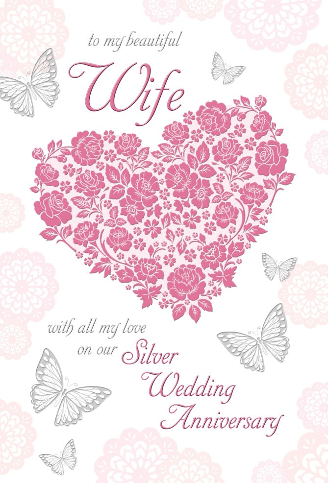Wife 25th Wedding Anniversary Card - Heartfelt Tribute Of Love 