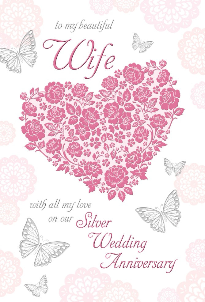 Wife 25th Wedding Anniversary Card - Heartfelt Tribute Of Love