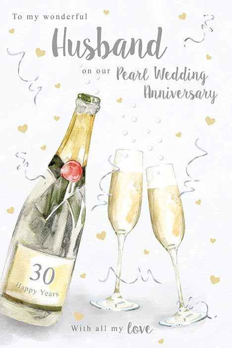 Husband 30th Wedding Anniversary Card - Toasting to 30 Years of Love