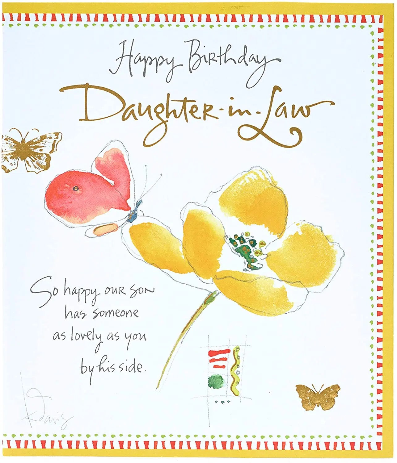 Daughter-in-Law Birthday Card - Butterfly On Yellow Primrose
