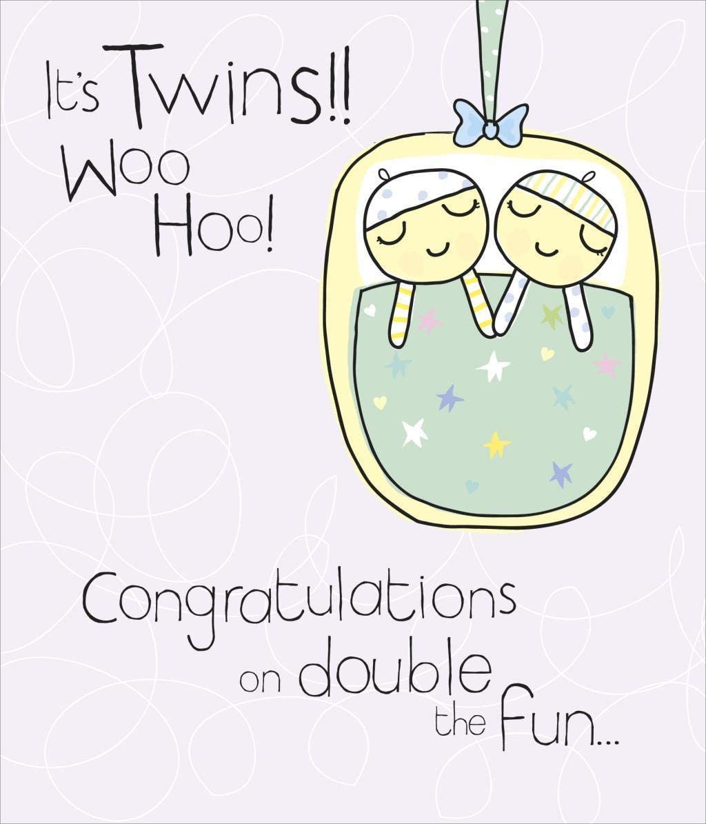 Twins Birth Card - Illustration Of Twins 