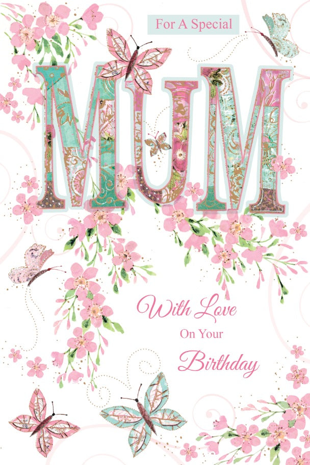 Mum Birthday Card - Butterfly Bush Pink Delight