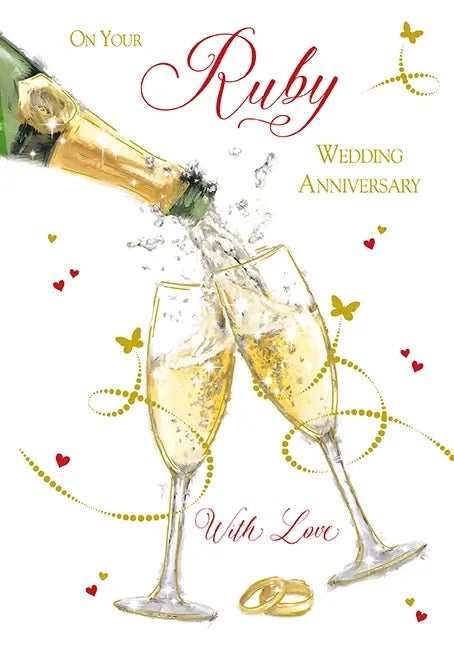 40th Wedding Anniversary Card - A Champagne Toast