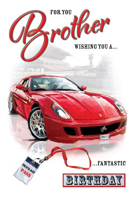 Brother Birthday Card - A Sporty Red Ferrari 