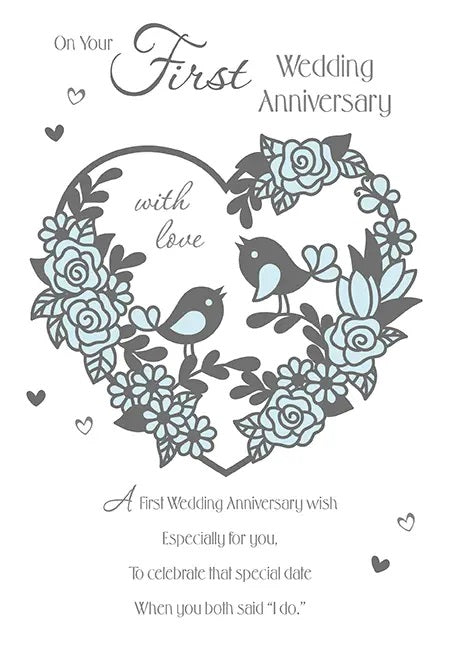 1st Anniversary Card - Roses Of Love And Care