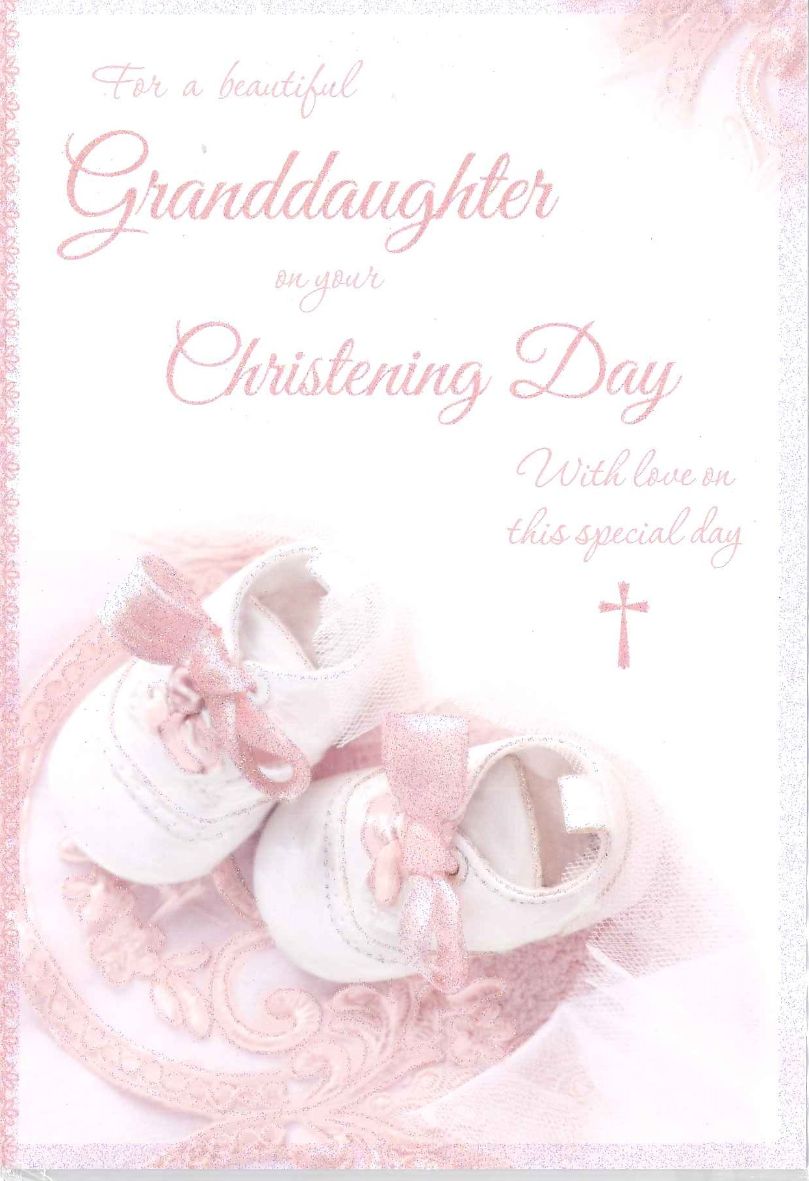 Granddaughter Christening Card - A Bootiful Pink Christening