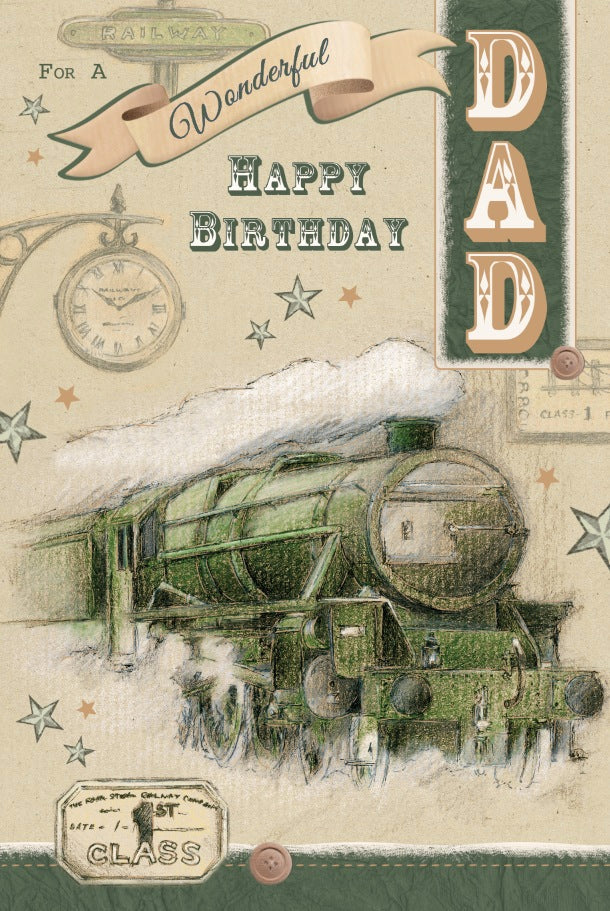 Dad Birthday Card - The Gresley Steam Locomotive