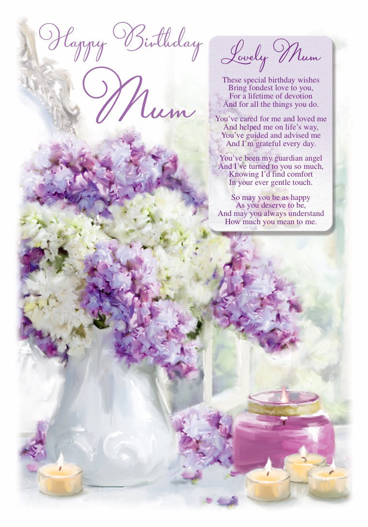 Mum Birthday Card - Mum My Guardian Angel - Keepsake Card Included