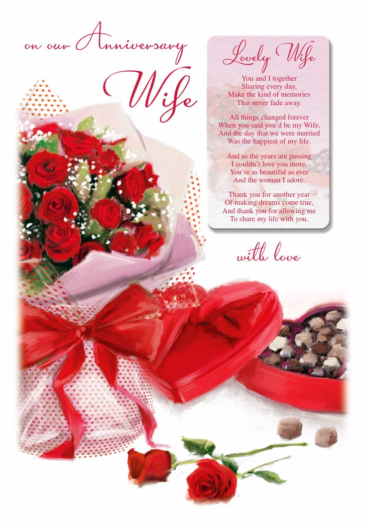 Wife Anniversary Card - Loves Timeless Treasures - Keepsake Card Included