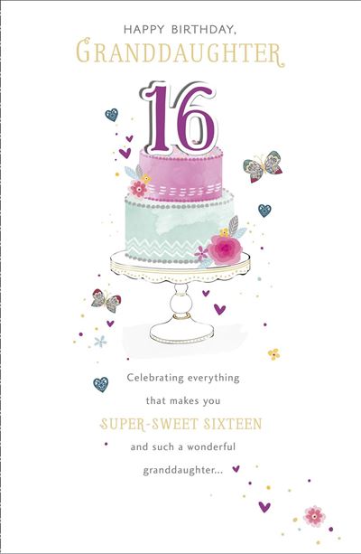 Grandaughter 16th Birthday Card - Posh Cake