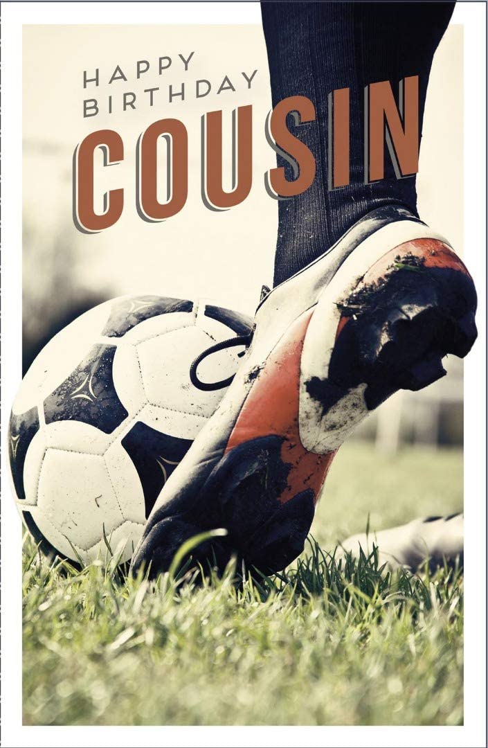 Cousin Birthday Card - The Football Kick