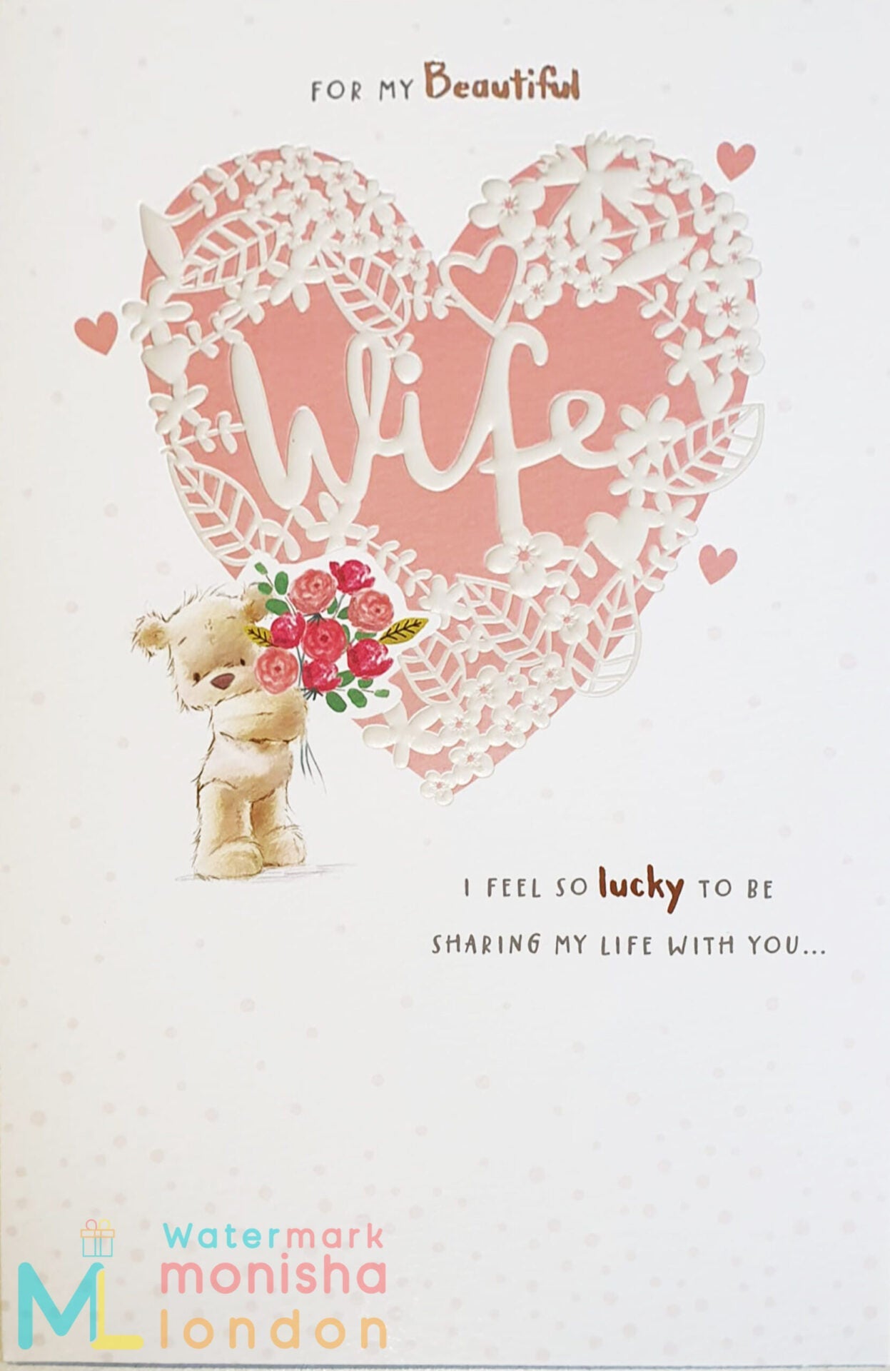 Wife Birthday Card - Teddy Bear's Bouquet of Love